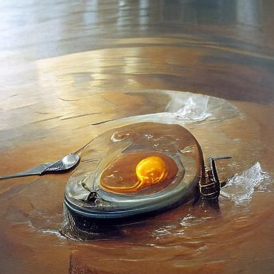 Melting Clock over Egg Yolk: Surreal Oil Painting