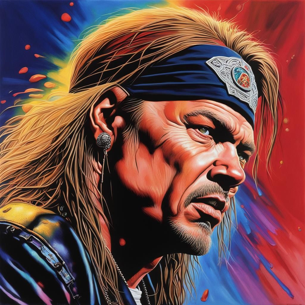 Hyperrealistic Portrait of Rockstar, 1988