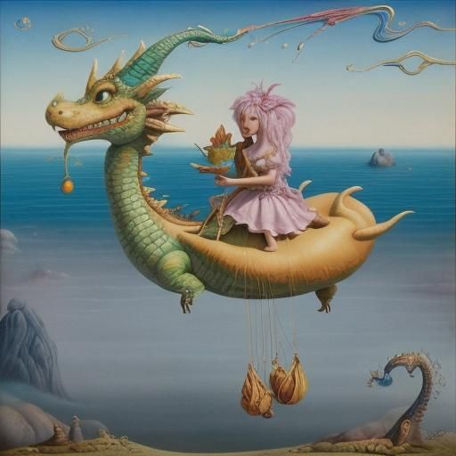 Puff the Magic Dragon in Surrealist Style