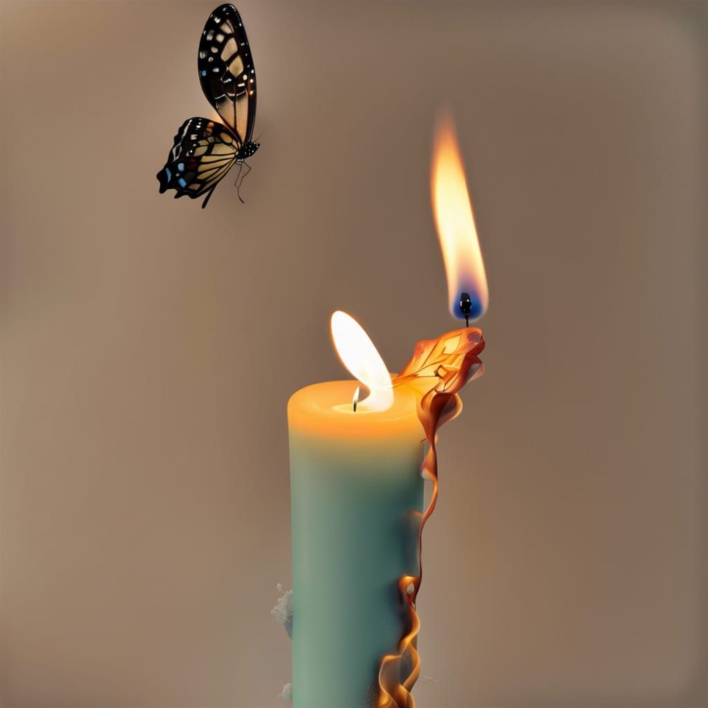 Butterfly Burns Near Candlelight