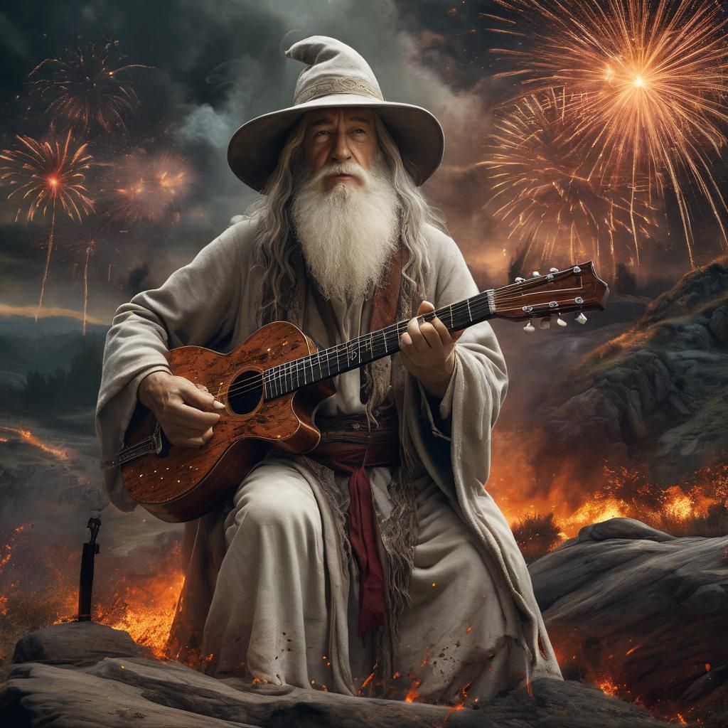 Fiery Wizard Guitar Solo: Splash Art Fantasy