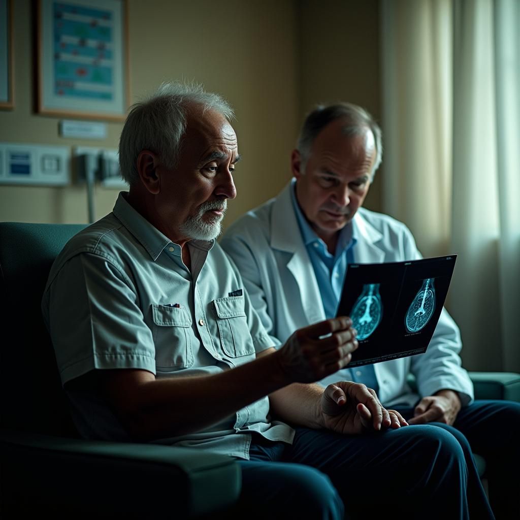 Parkinson's Patient and Doctor Reviewing MRI Scan