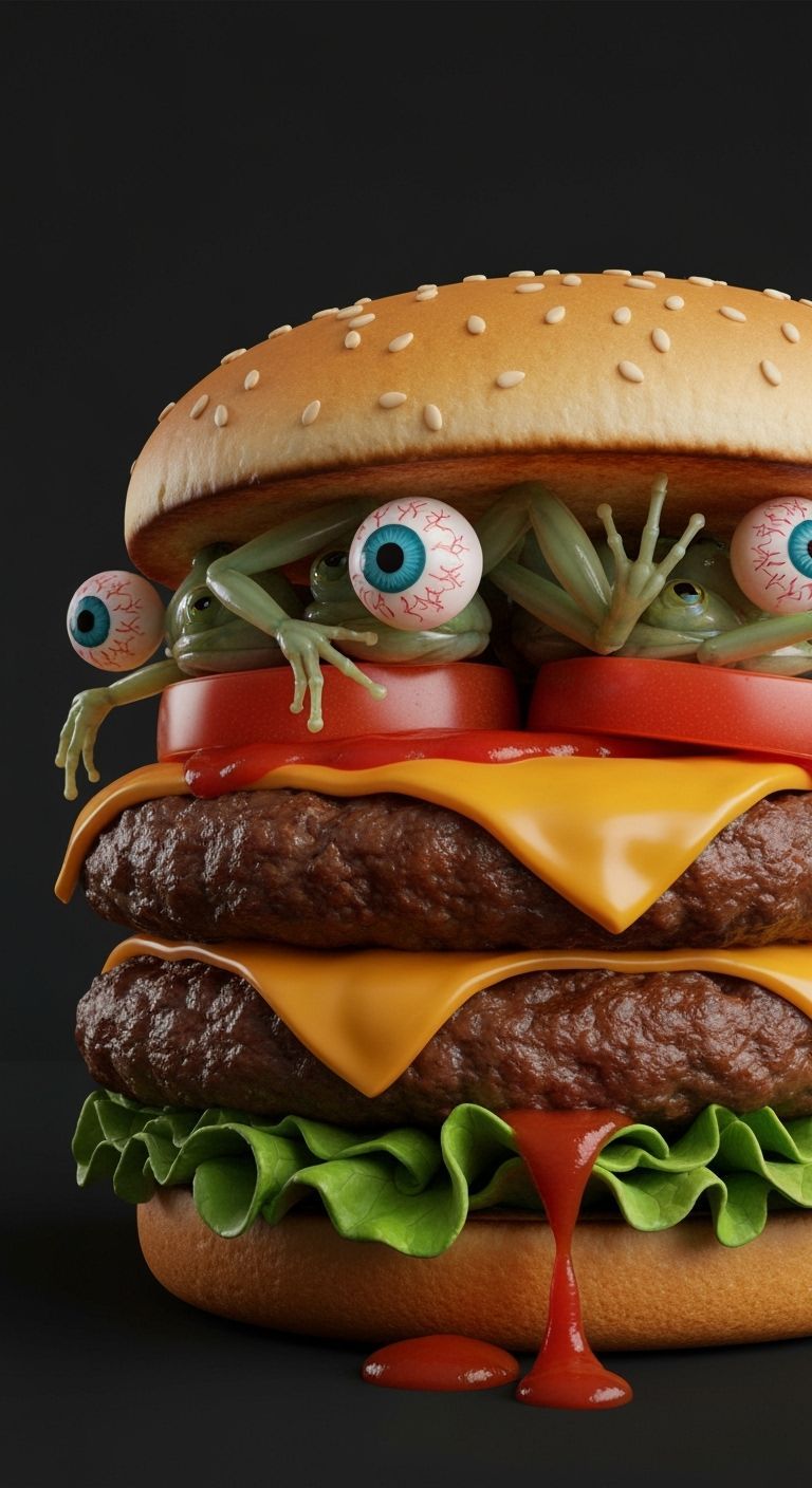 mimic as a decaying cheeseburger but doing so poorly