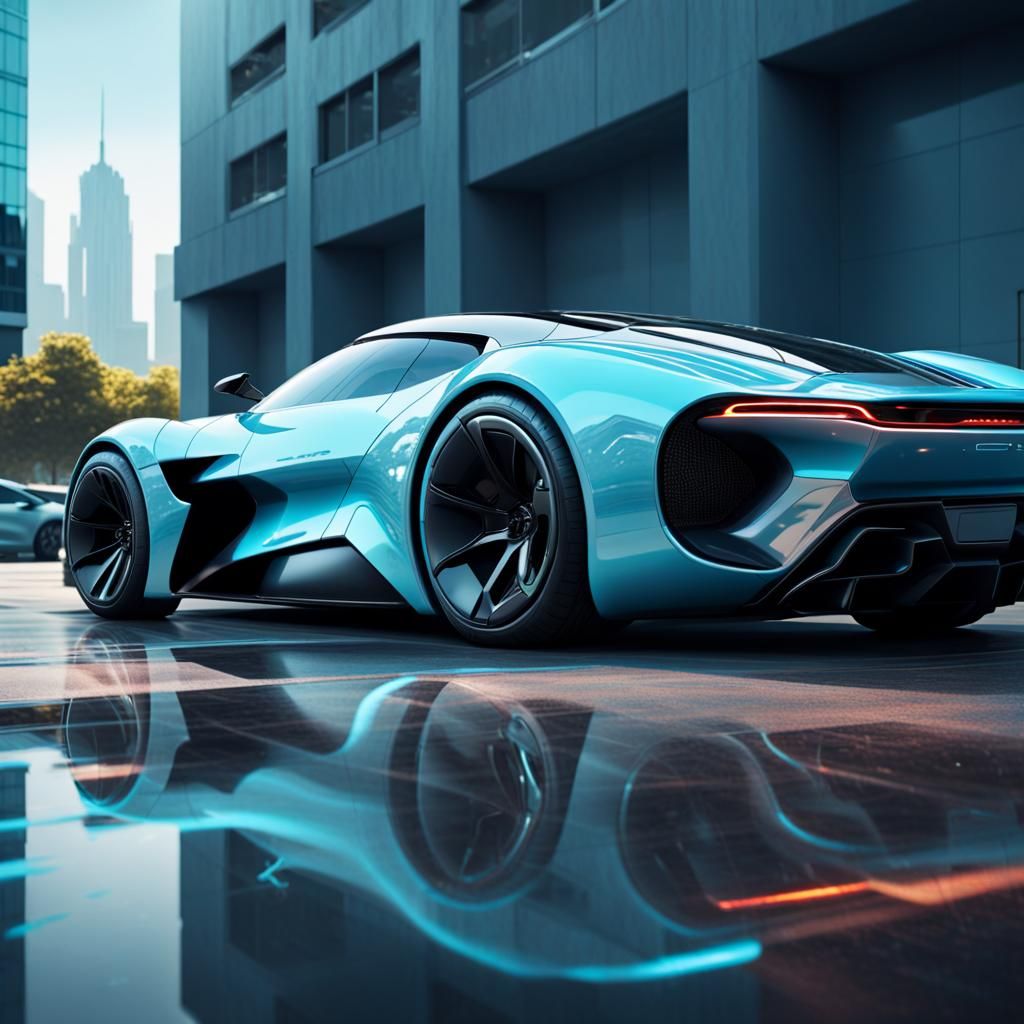 A Sideview of a futuristic super car,whole black windows tin...