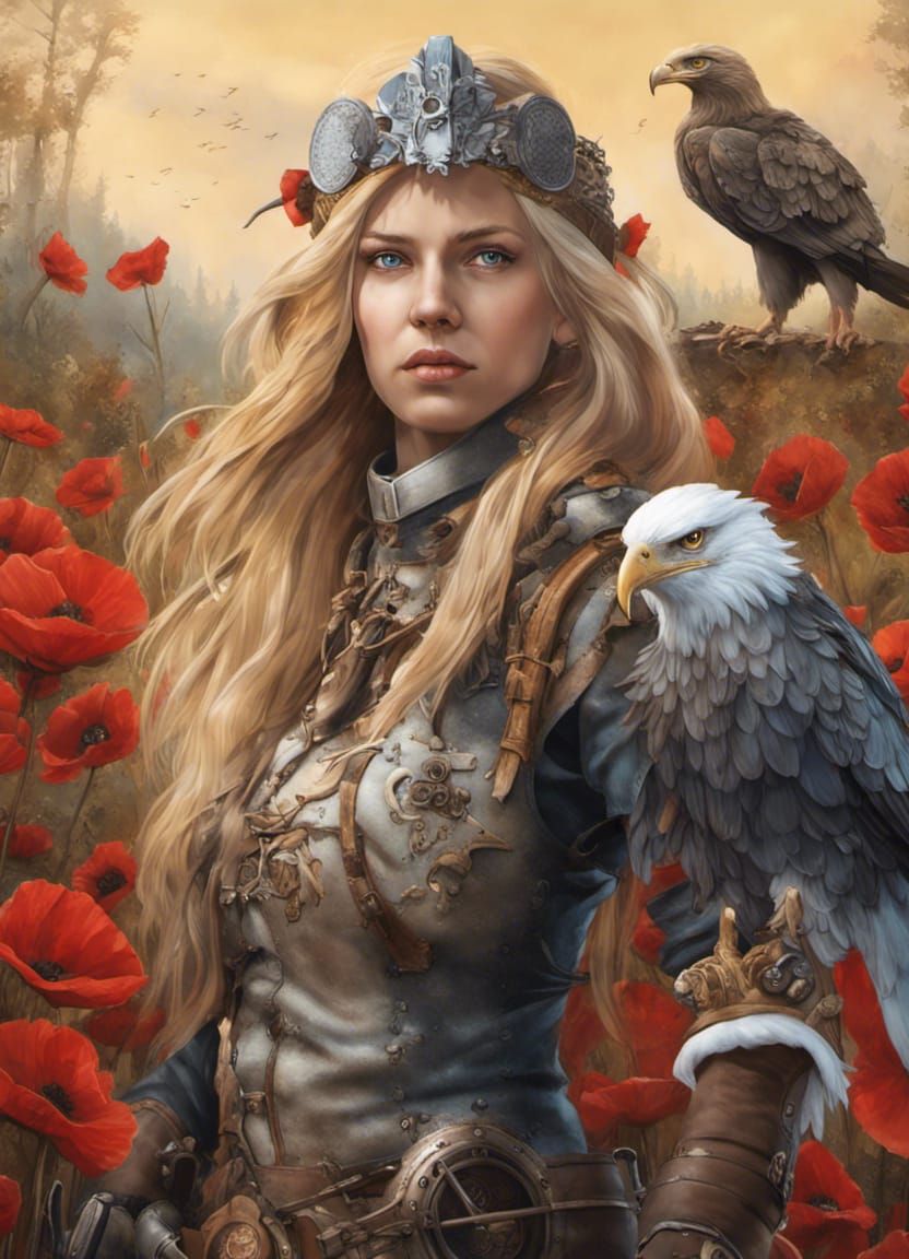 Polish Woman Warrior With White-Tail Eagle