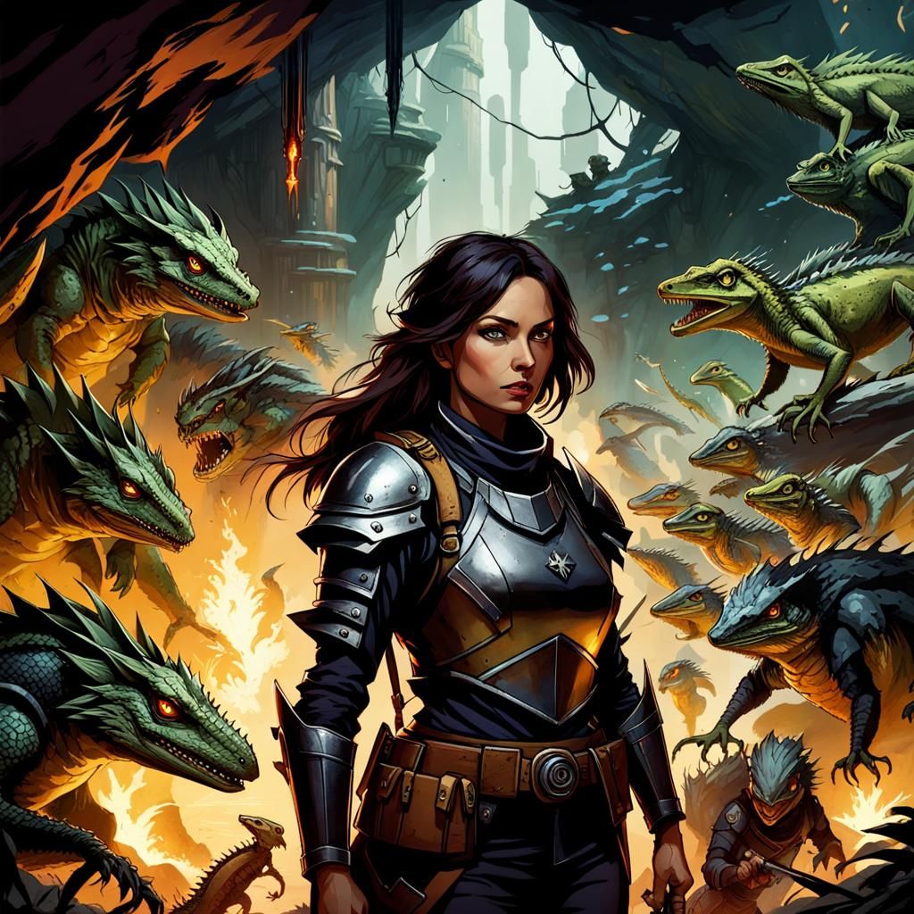 Dark Future Survivor with Lizards in Cave