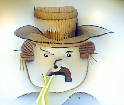 Angry Cowboy with Hat and Straw