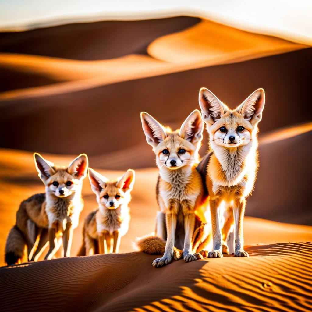 Fennec Foxes in Sahara Desert, Cinematic Photography