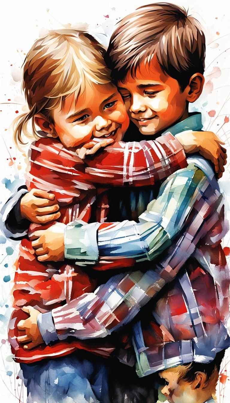 Heartwarming Embrace: Sibling Love in Vivid Detail