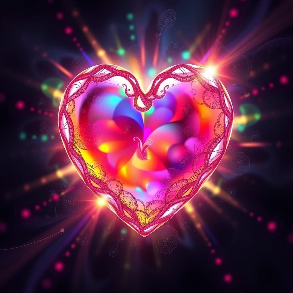 Iridescent Heart in Abstract Fractal Design