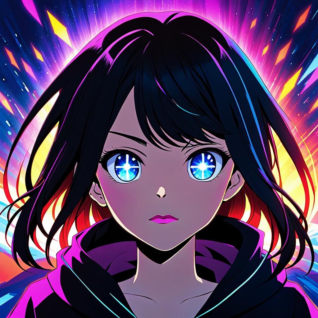 Anime Woman with Sarcastic Expression in Key Visual Style