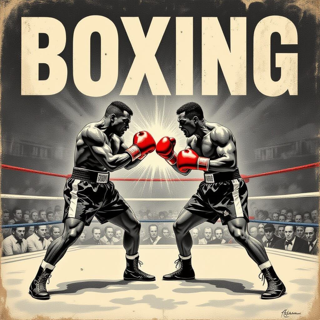 Vintage Boxing Match Poster with Dramatic Typography