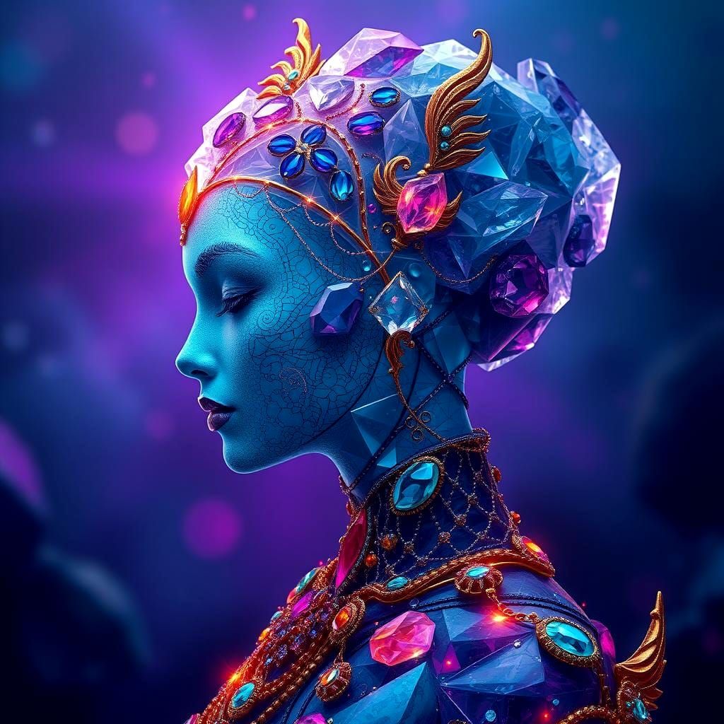 Crystalline Female Silhouette: Fantasy Concept Art