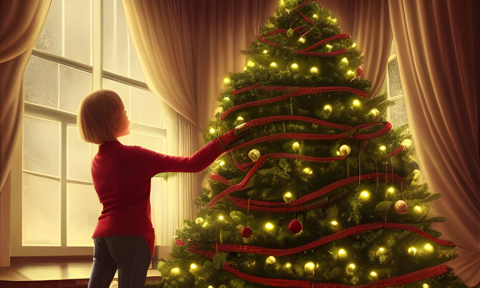 Family Christmas Tree Decoration in Nostalgic Style