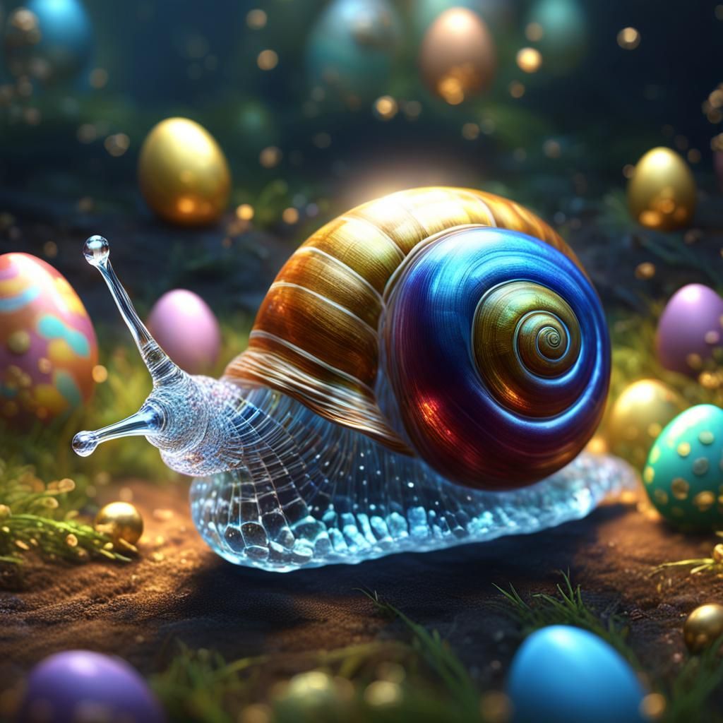Crystal Snail with Easter Eggs in Golden Ratio
