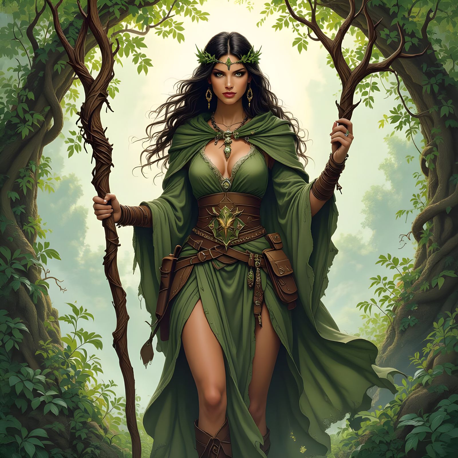 Female Druid Character in Natural Environment