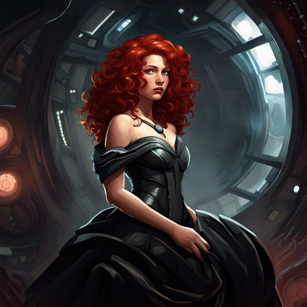 Sci-Fi Damsel in Noir Style, Digital Art