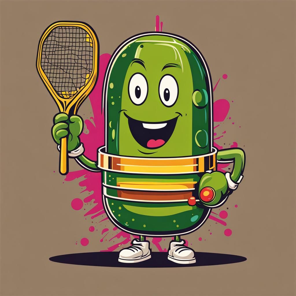 Retro Pop Art Pickle Playing Pickleball