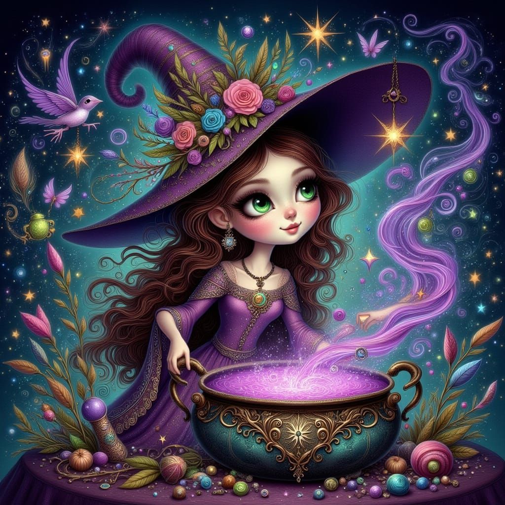 Witch Brews Sparkling Poison Elixir with Frog in Ethereal Sm...