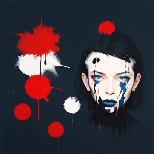 Abstract Expressionist Portrait of a Woman with Bold Brushst...