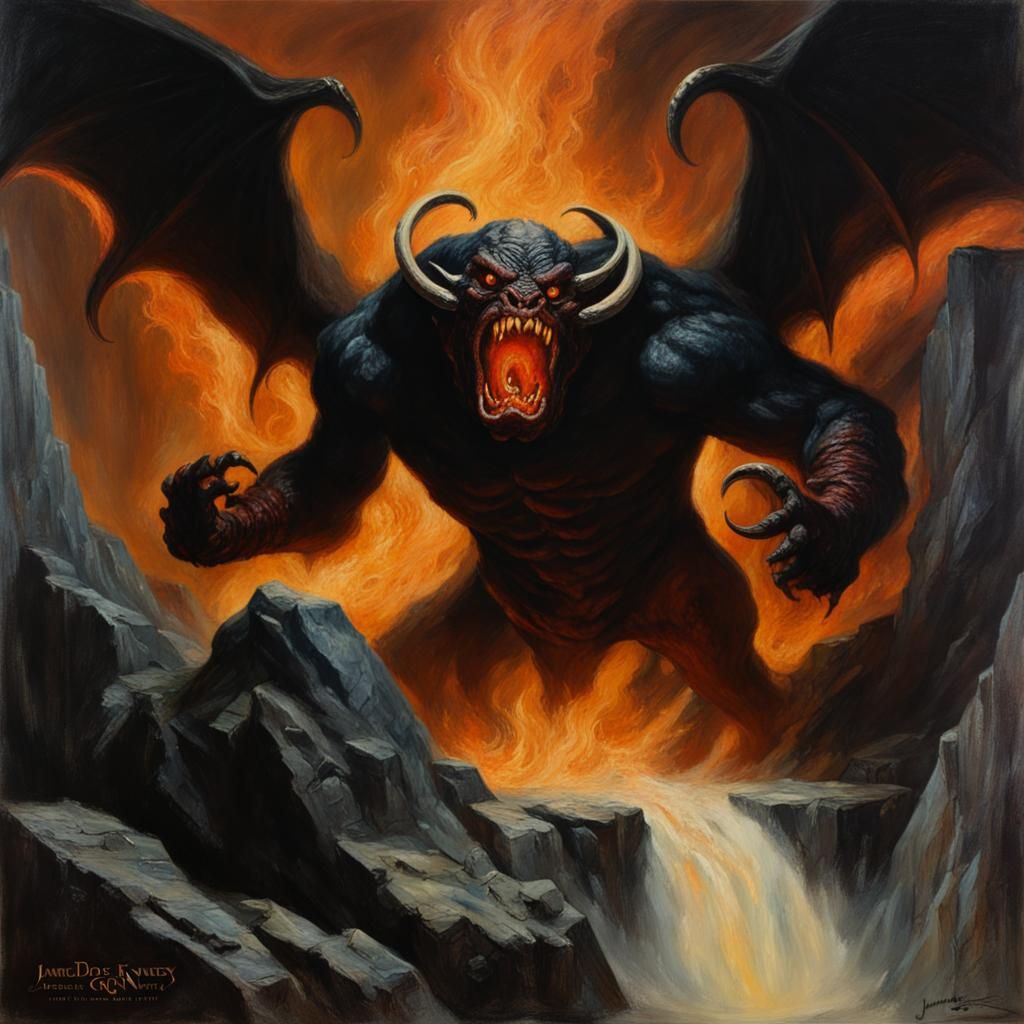 Balrog in Dark Fantasy Oil Painting Style
