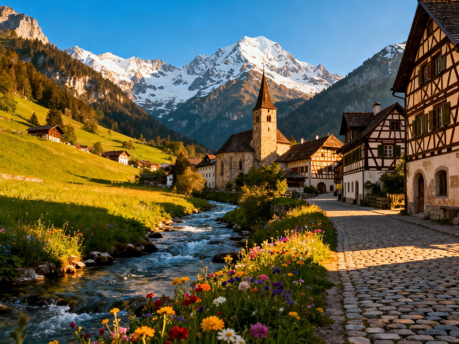 Medieval Bavarian Village in the Alps