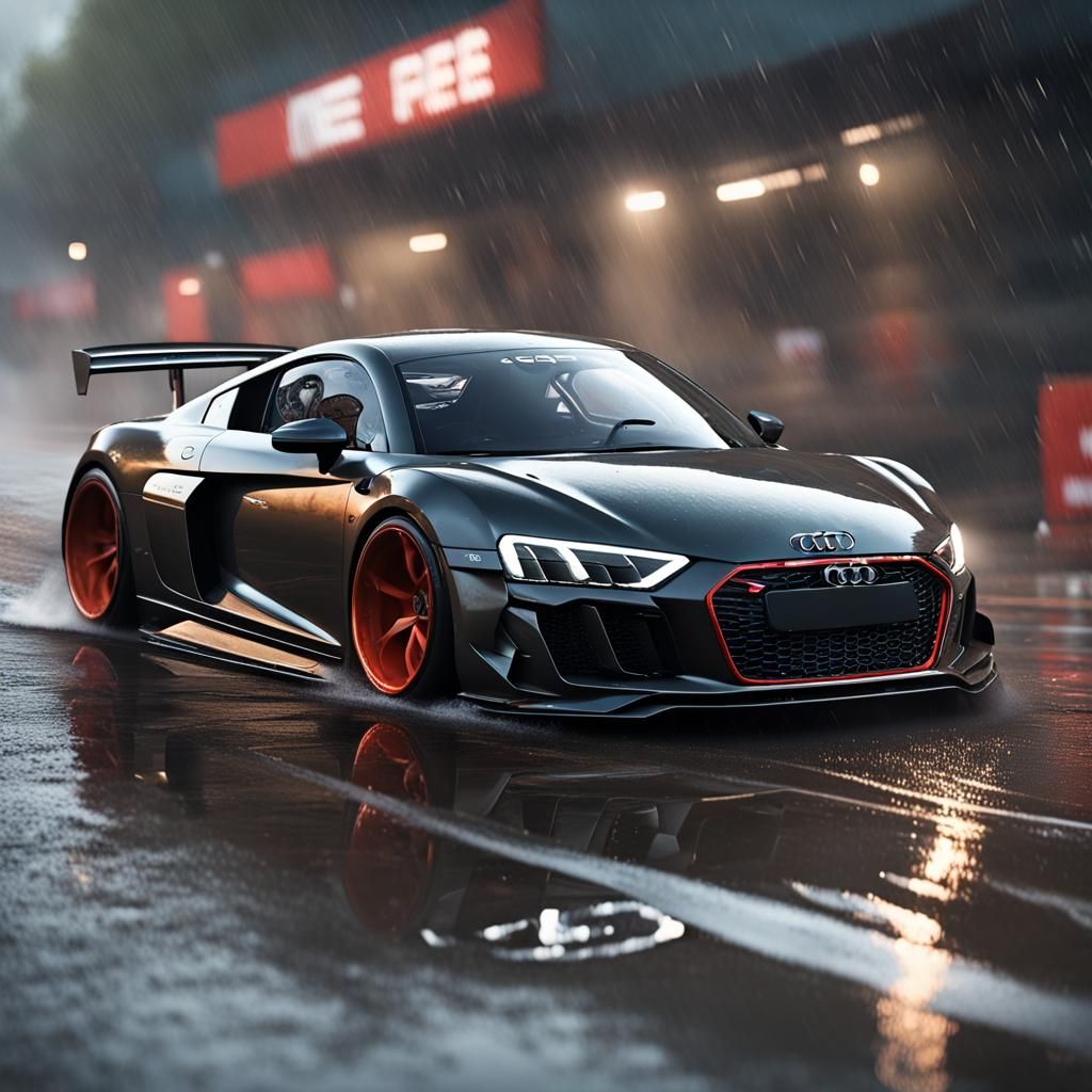 Audi R8 Drifting: Detailed Matte Painting