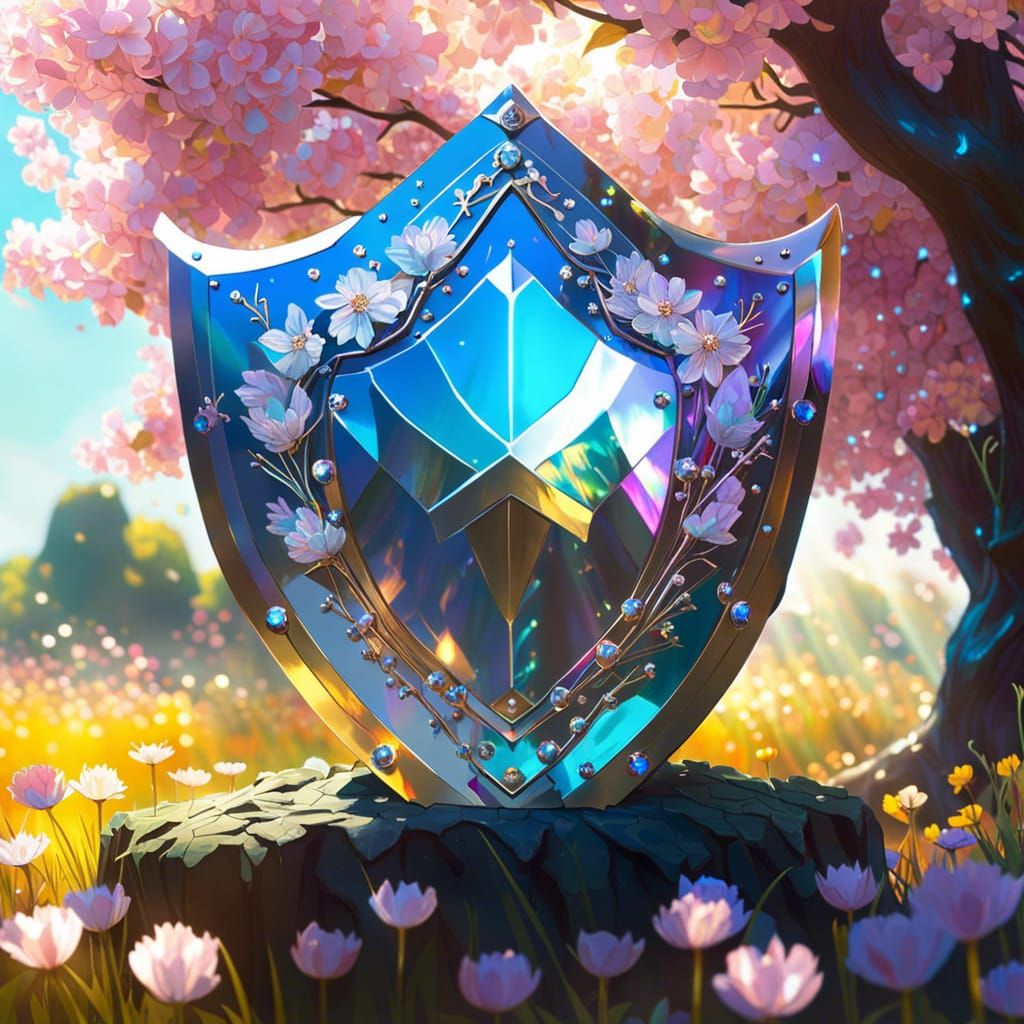 Crystalline Armor Shield in Sunny Flower Field