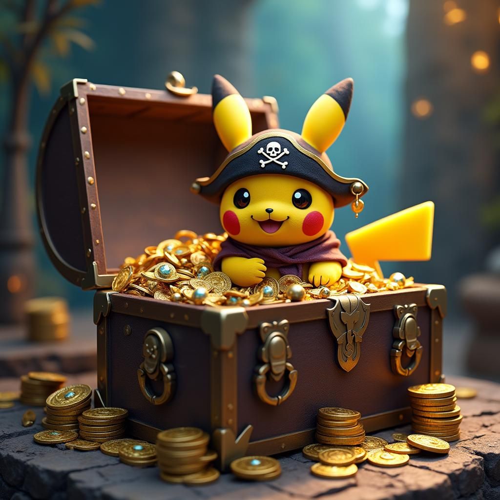 Pirate Pikachu's Treasure Trove in Ornate Chest