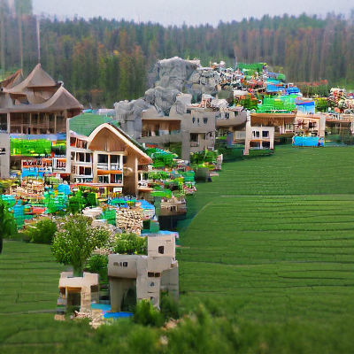 Realistic 8K Minecraft Village Rendering
