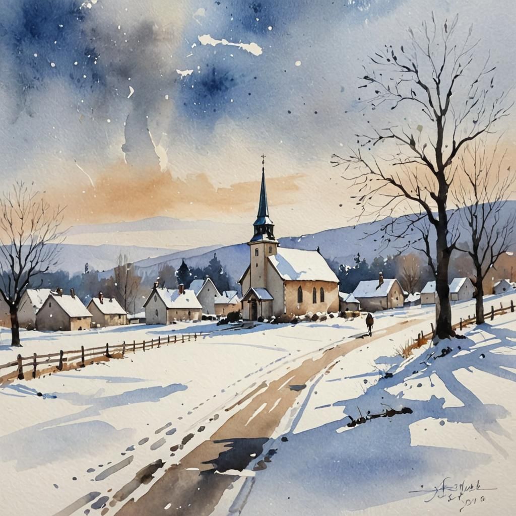 Whimsical Christmas Watercolor Still Life in Winter