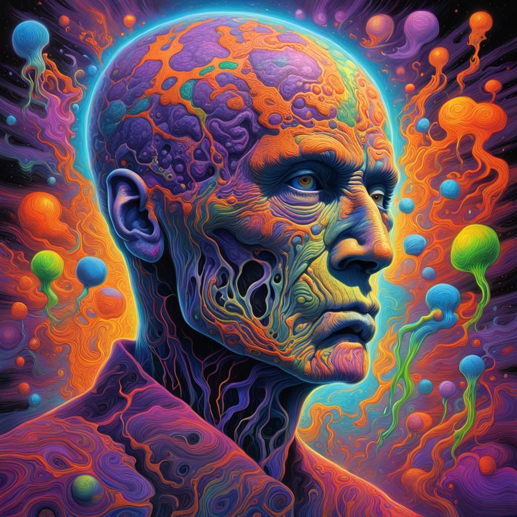 Bioluminescent Brainstorm in Neon Blacklight Ink Style