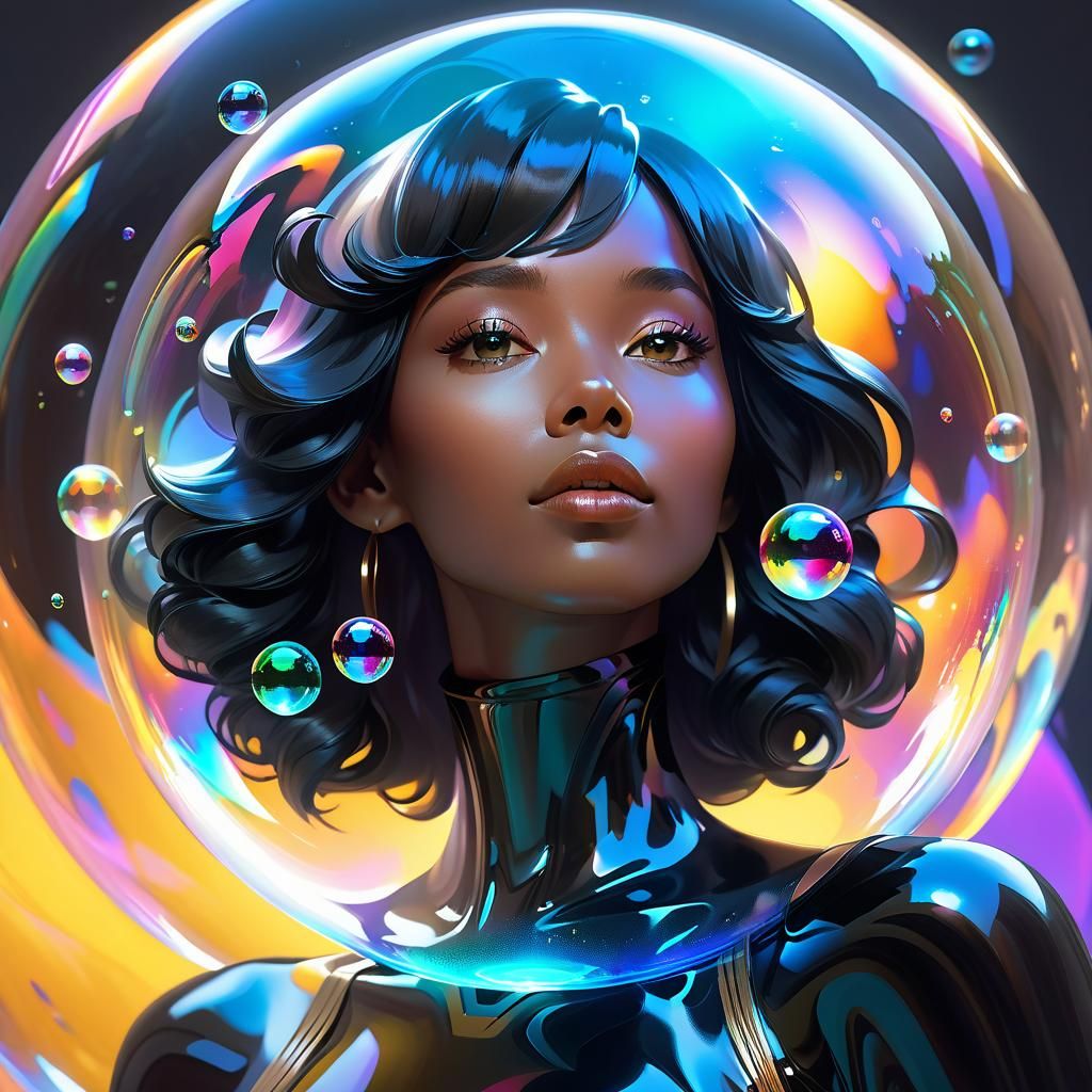 Serene Woman Creates Worlds in Energy Bubble