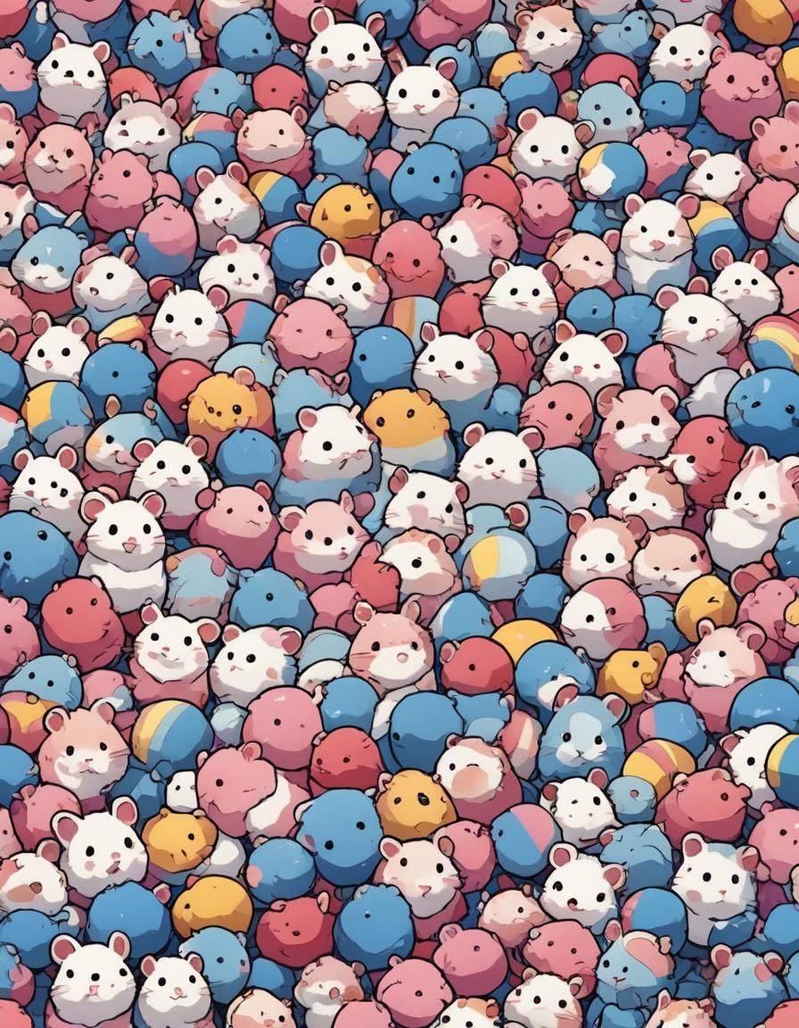 Colorful Hamster with Rainbow Background in Anime Style