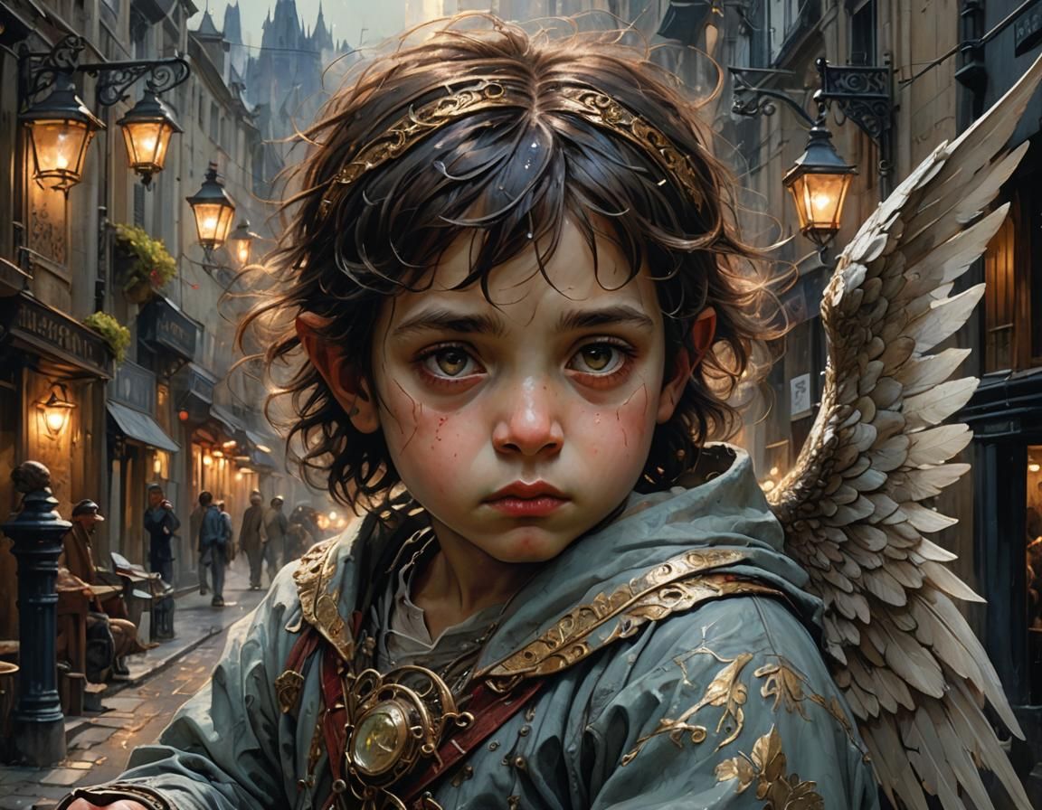 Hybrid Demon-Angel Portrait in Dark Fantasy Style