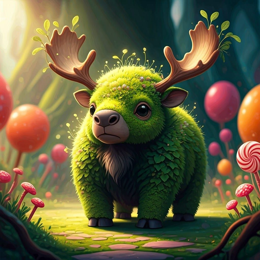 Moss Moose Creature in Fantasycore Style