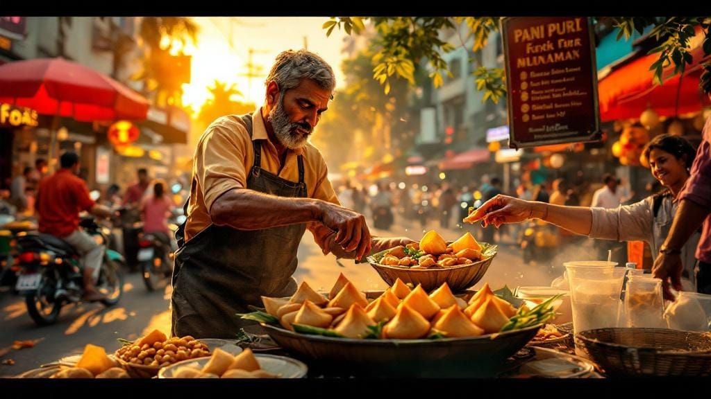 Mumbai Pani Puri Vendor in Anime Art Style