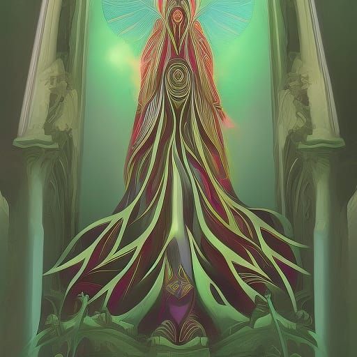 Lovecraftian Gothic Church with Ethereal Pastor