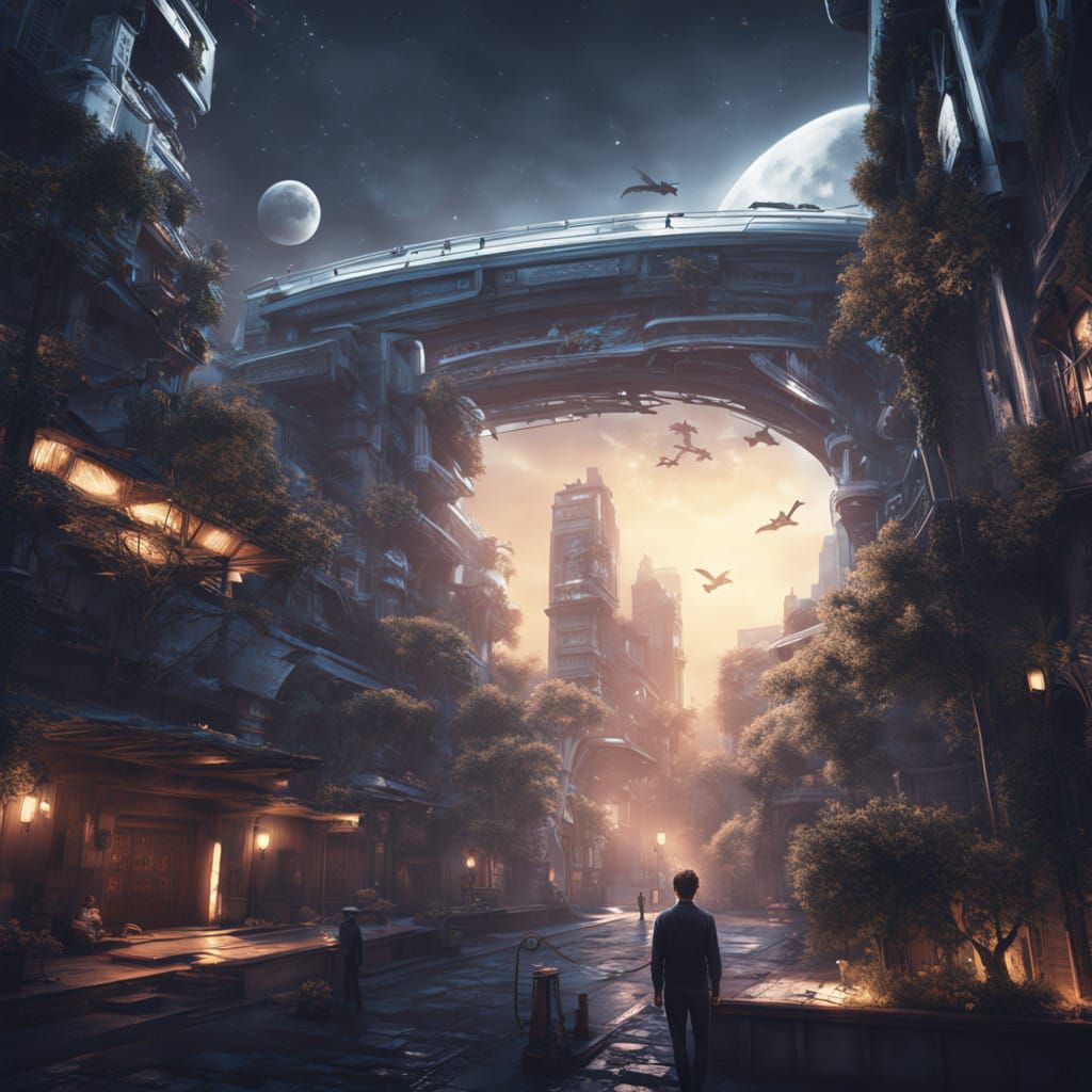 Android Goddess Amica Soars Through Cosmic Skies