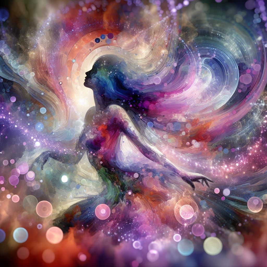 Esoteric Dance: A Double Exposure Digital Watercolor