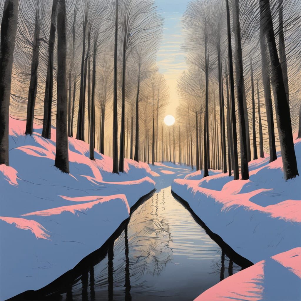 Surreal Landscape in Distressed Collage Style