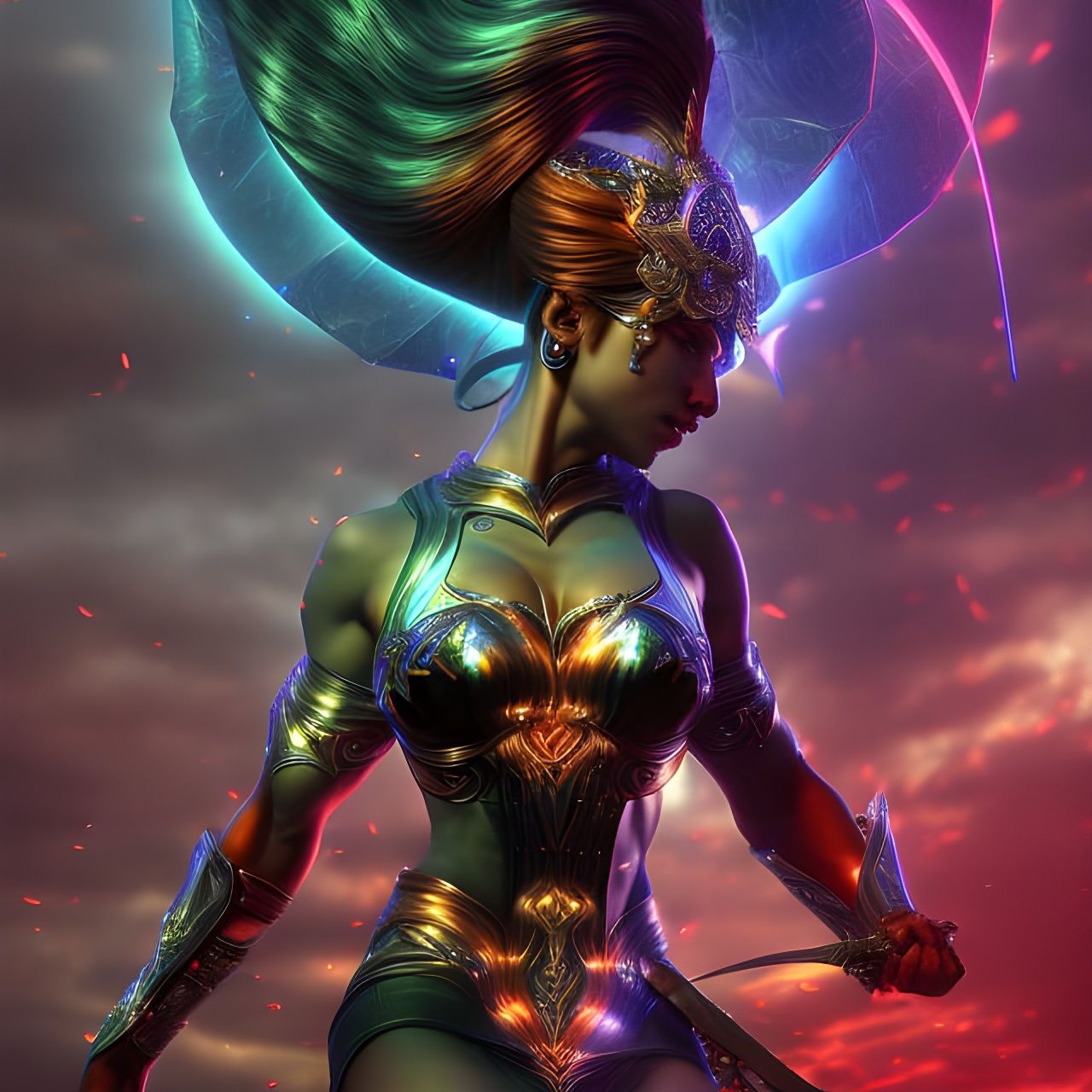 Celtic Ribbon Dancer in Photorealistic Style