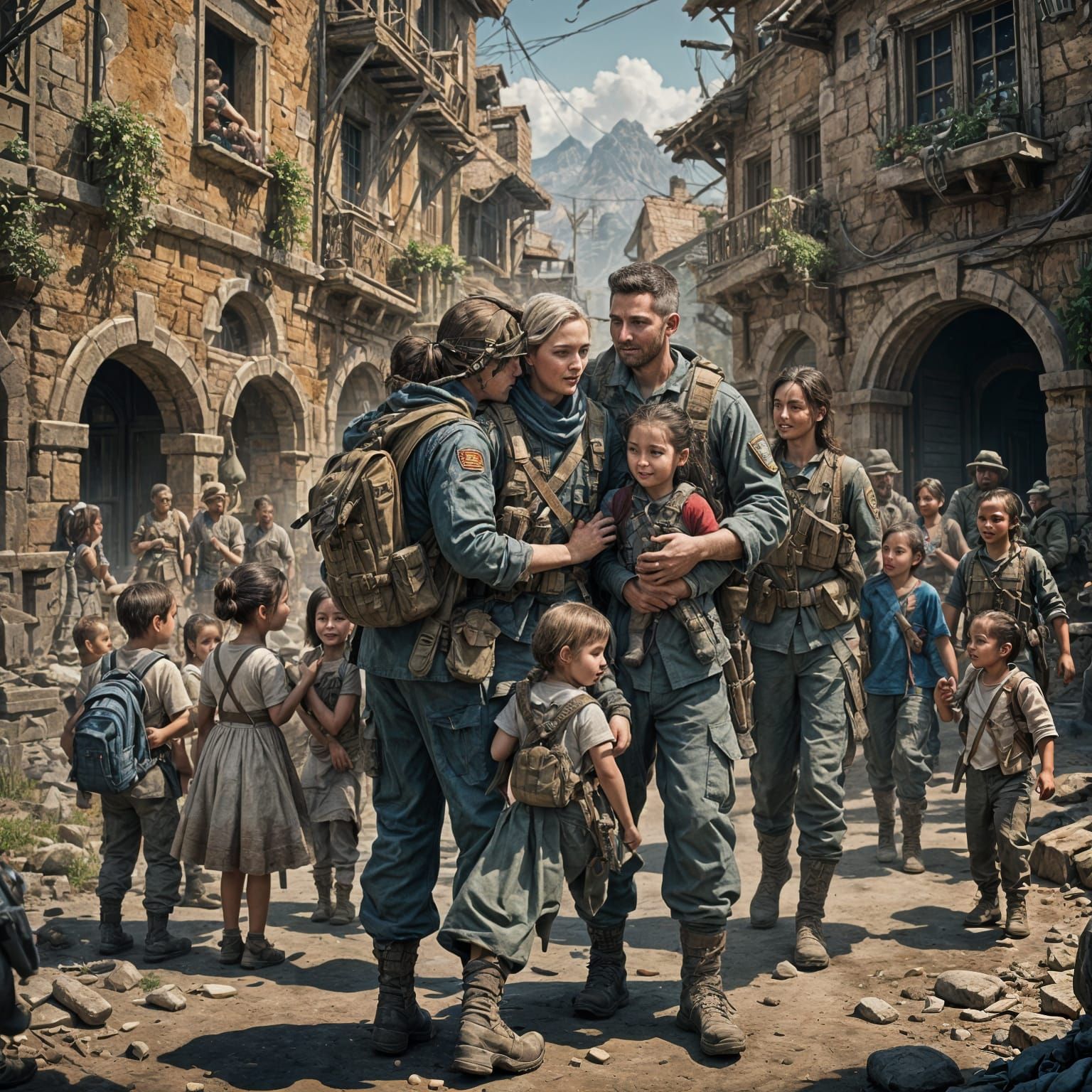 Soldier's Homecoming: A Matte Painting of Reunion
