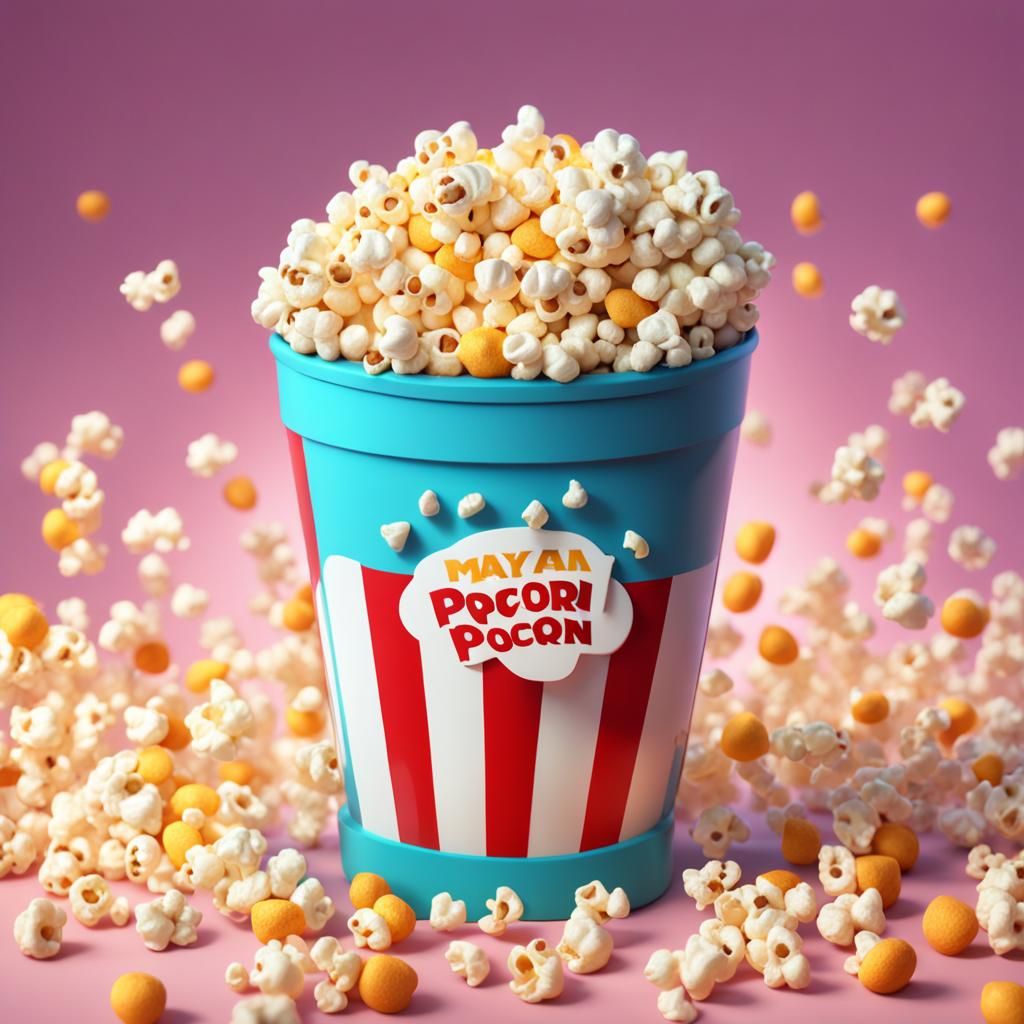 Popcorn in Pixar-style 3D Digital Art
