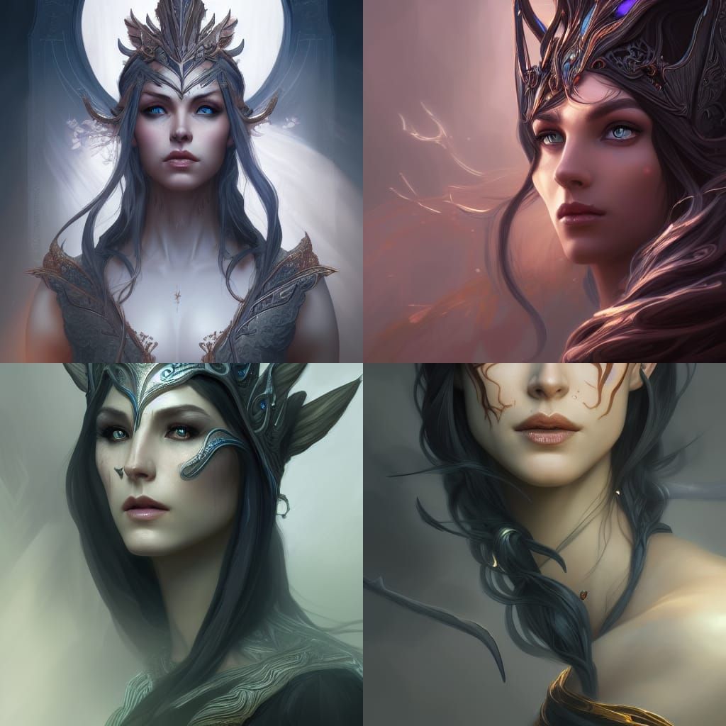 Detailed Portrait of a Shadow Elven Queen