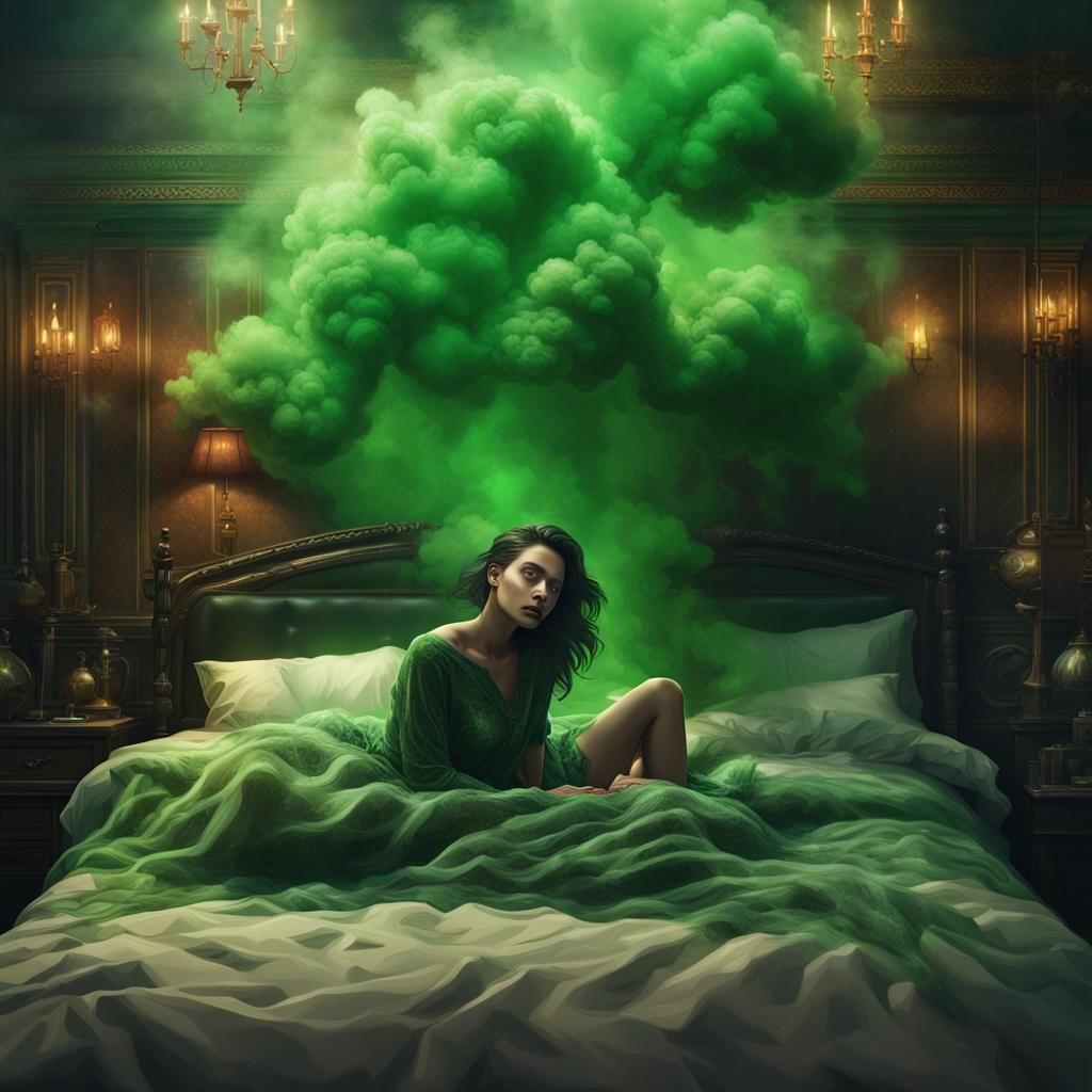 Woman with Toxic Vapor, Detailed Matte Painting