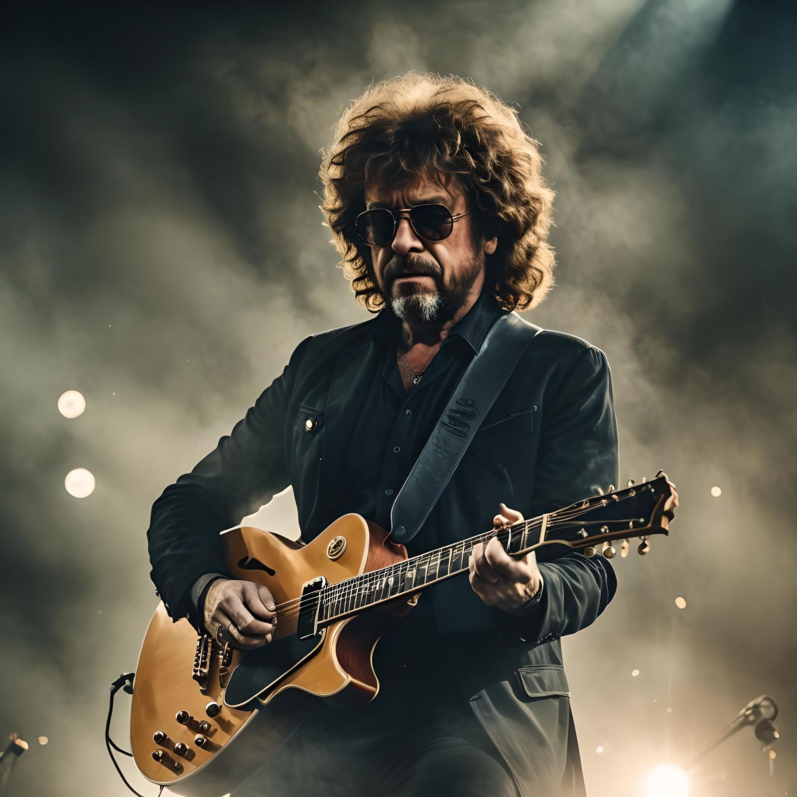 Jeff Lynne Plays Guitar in Moody Lighting