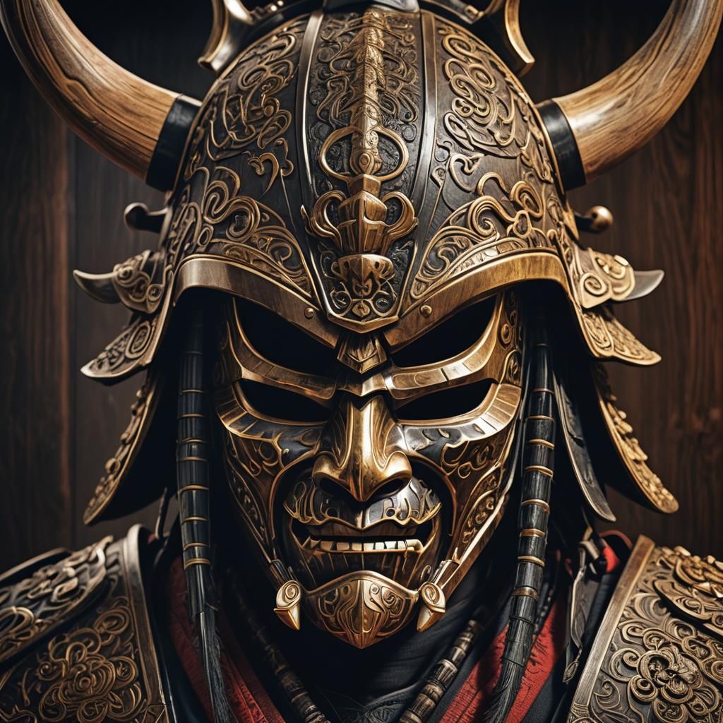 Guro Mask as Samurai Helmet in Digital Art