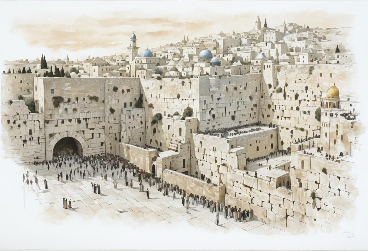 Western Wall: A Monochromatic Jerusalem Scene