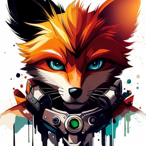 Anthro Fox McCloud Portrait with Space Background